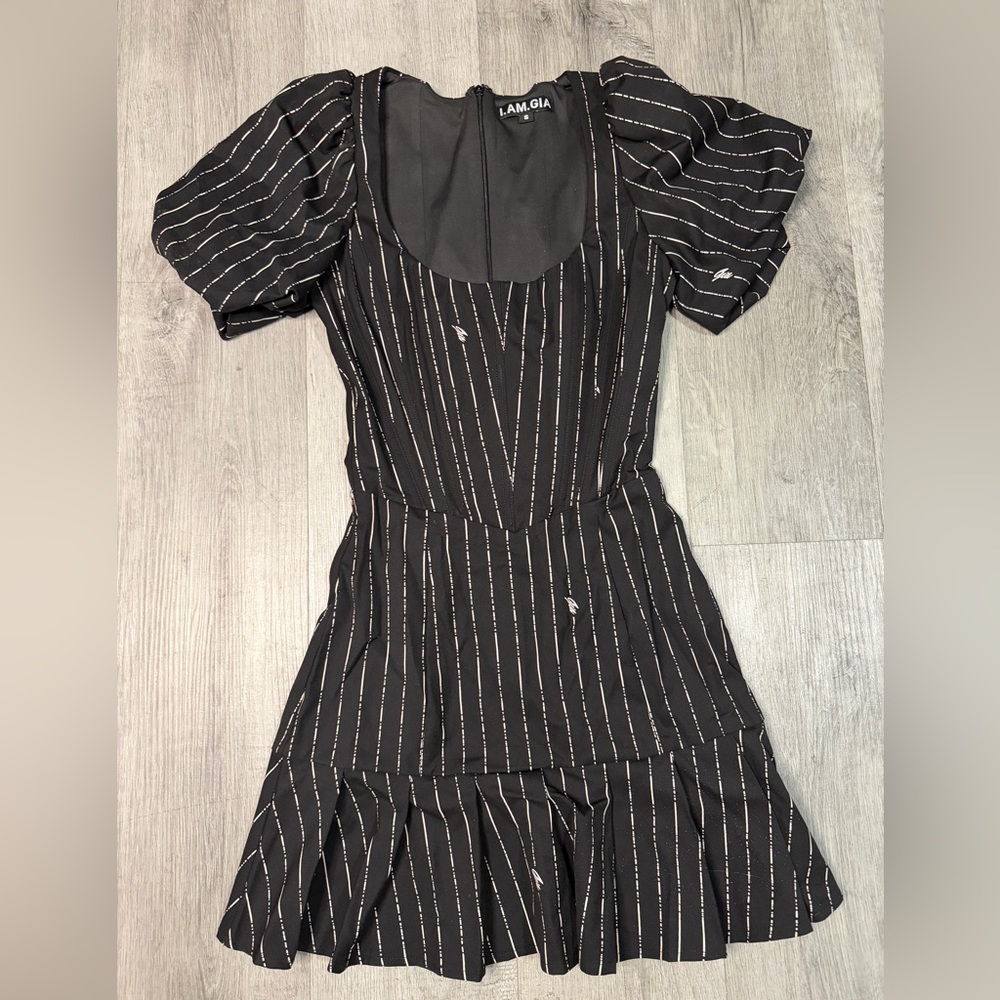 I.AM.GIA Black and White Striped Sleeve Dress